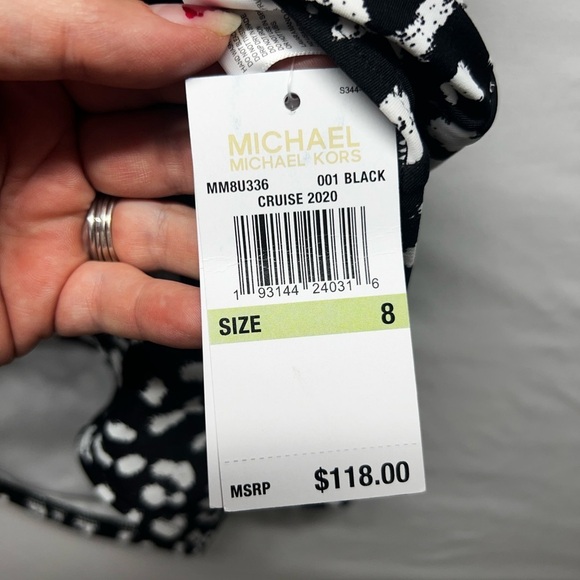 Michael Kors Black & White Animal Print One Piece Swimsuit Size 8 - Picture 4 of 5